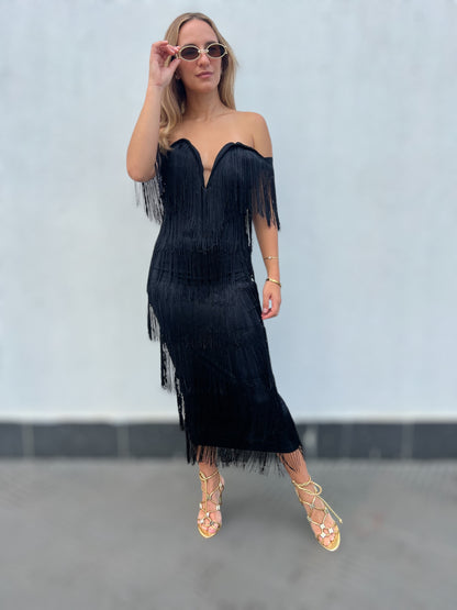 Black Fringed dress