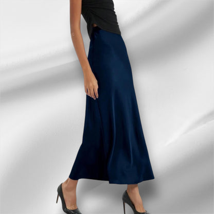 Navy Silky midi skirt 24 abril