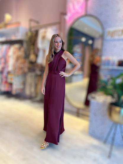 Wine Silky halter dress