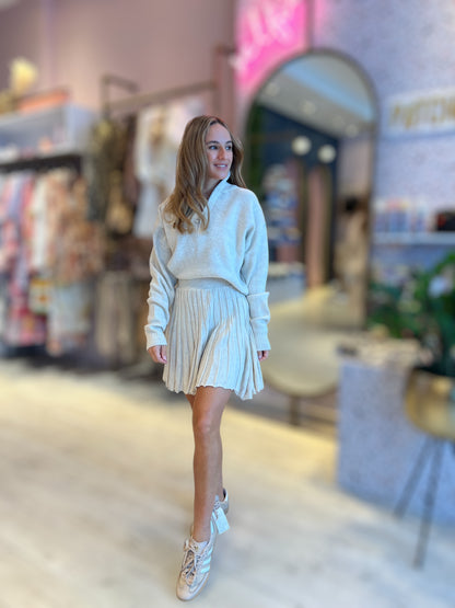 Grey knitted skirt set