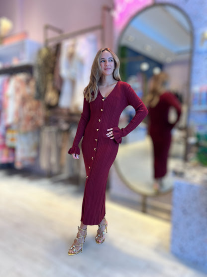 Wine ribbed dress