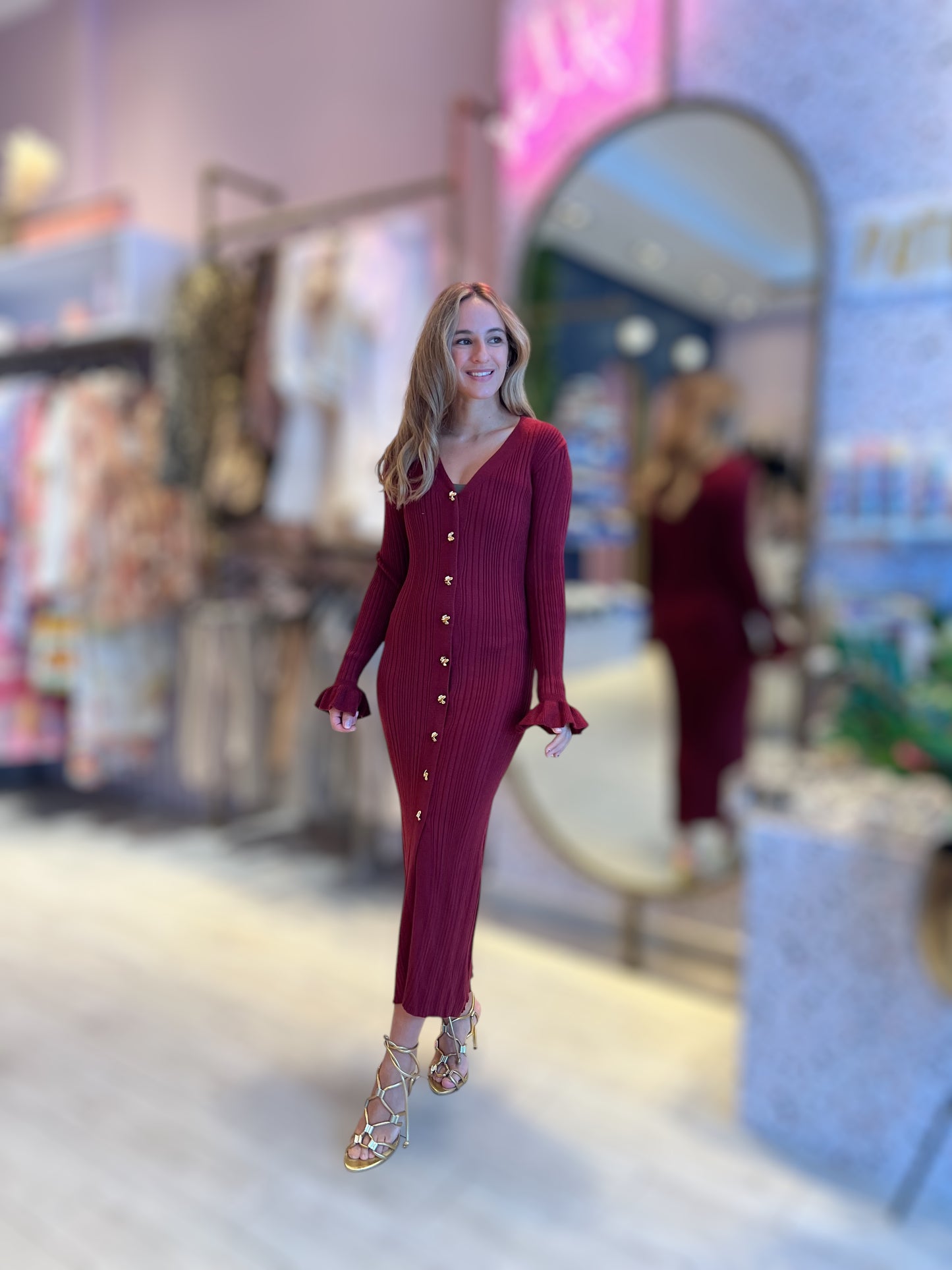 Wine ribbed dress