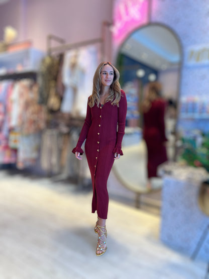 Wine ribbed dress