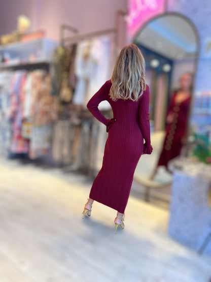 Wine ribbed dress