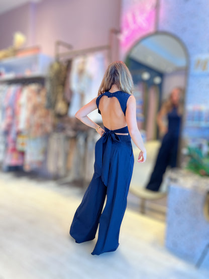 Navy back less set