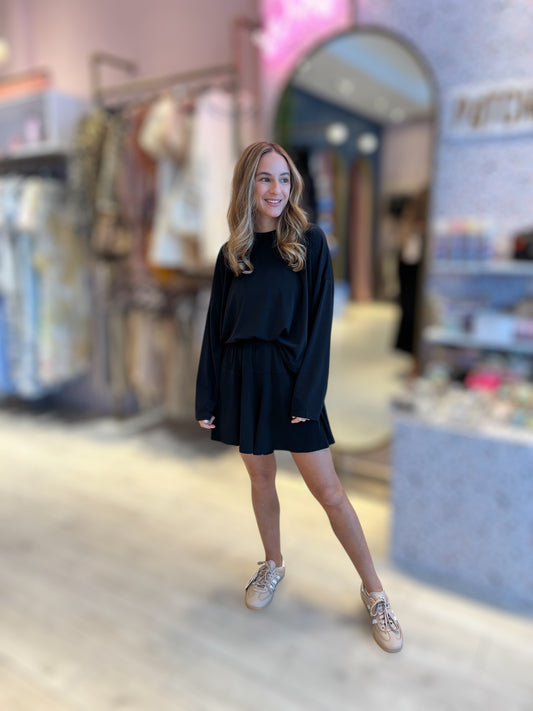 Black comfy shorts set