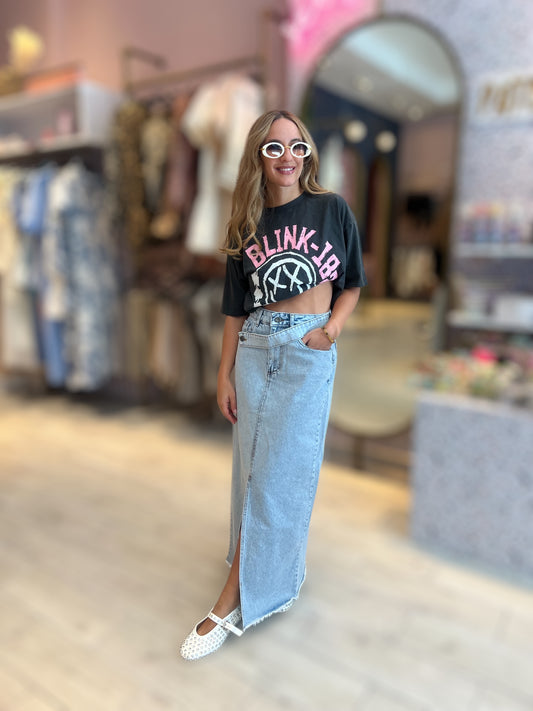 Light denim Criss cross skirt