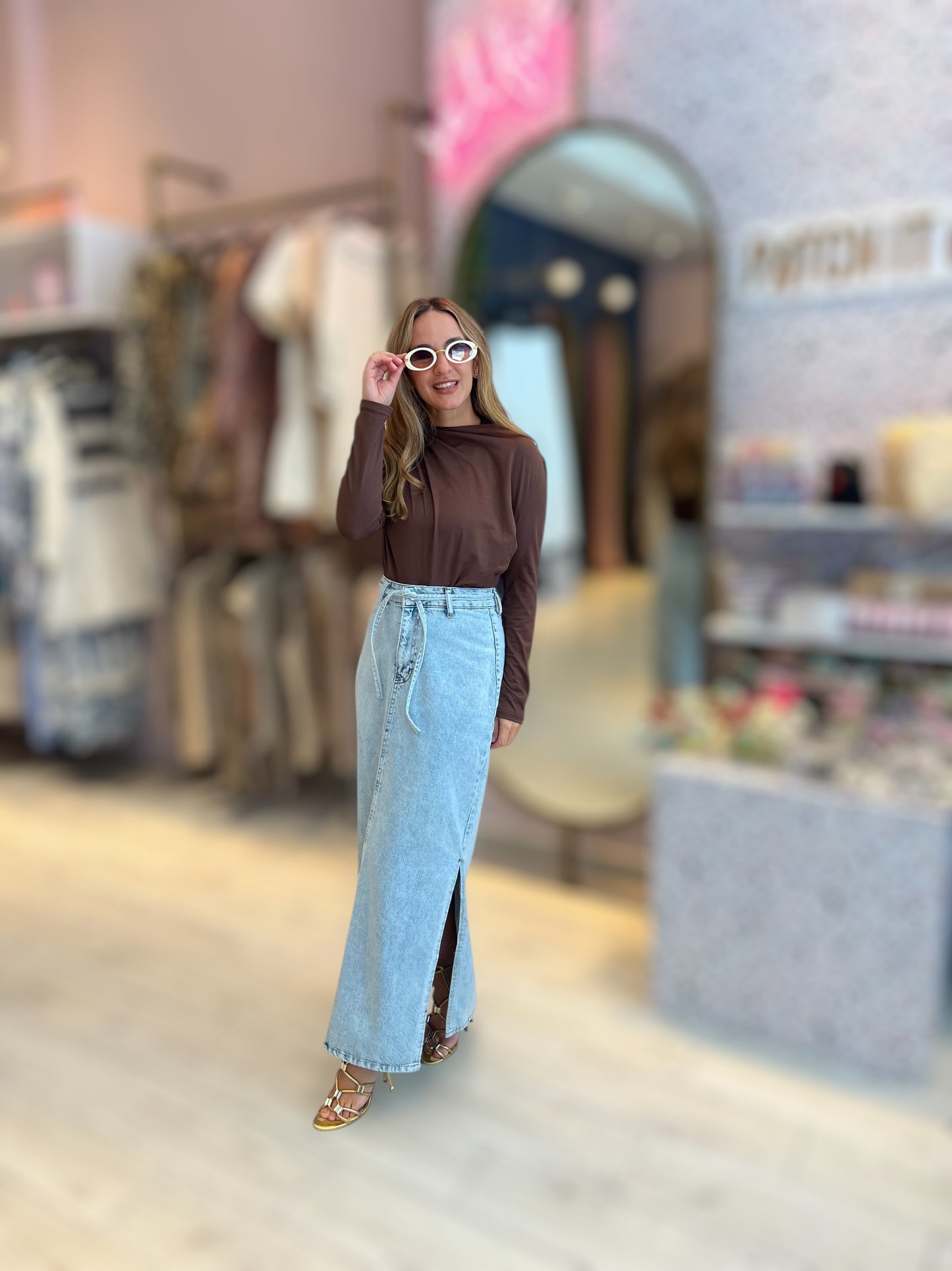 Brown long sleeve top
