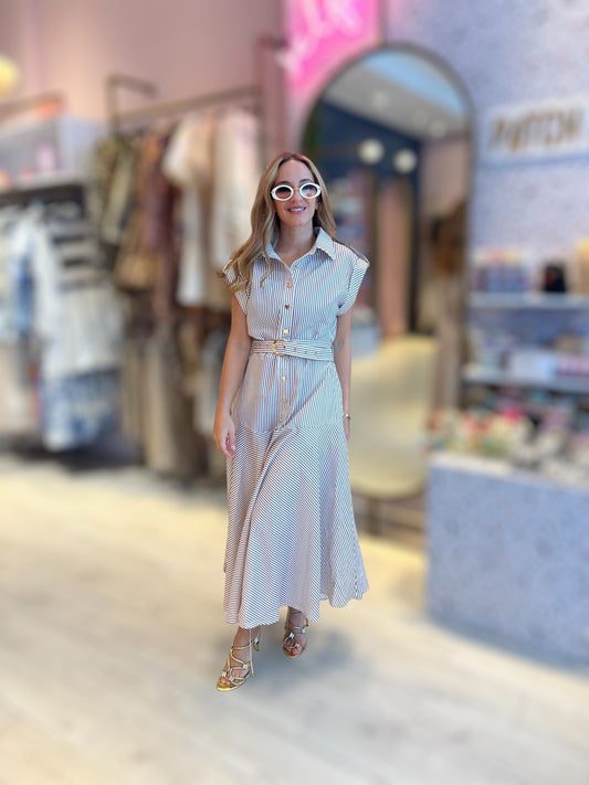 Striped belted dress