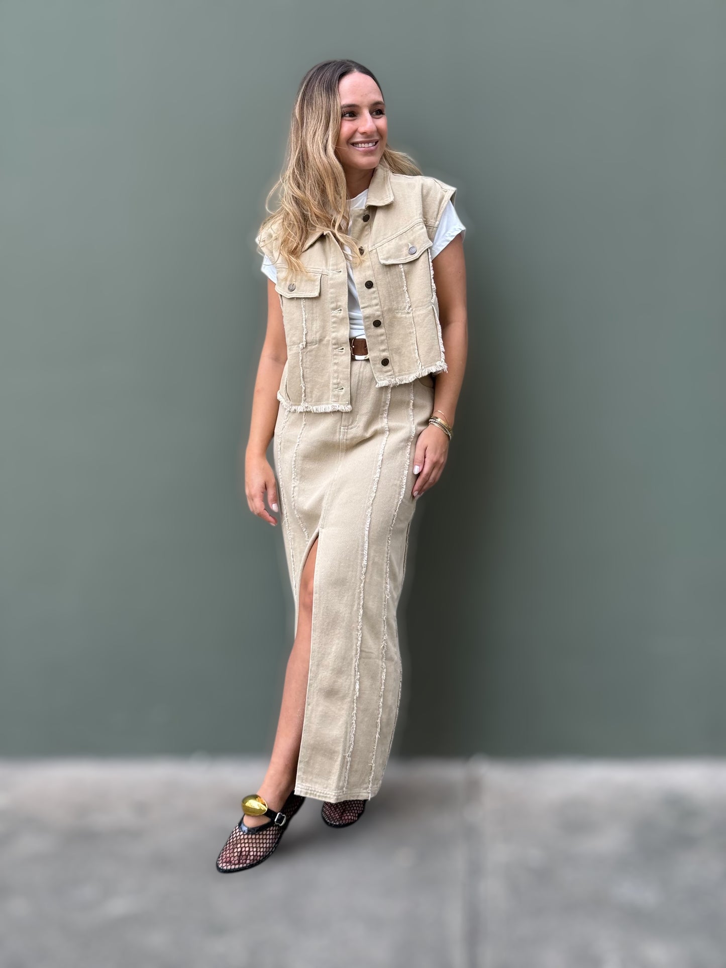 Fringed skirt & Vest Set