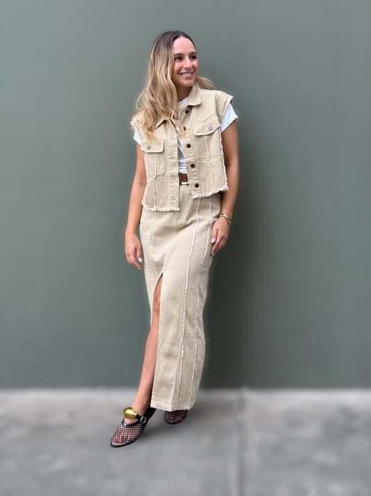 Fringed skirt & Vest Set