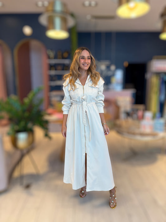 Ivory stiched utility dress