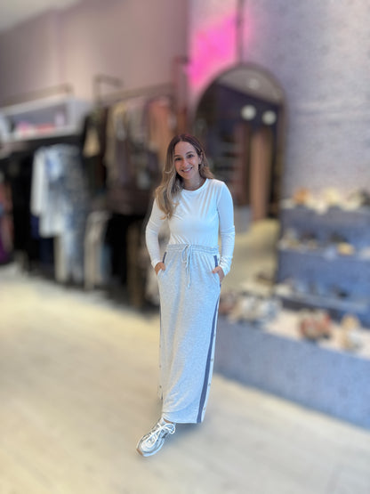 Grey & Blue Cotton midi skirt Tzniut