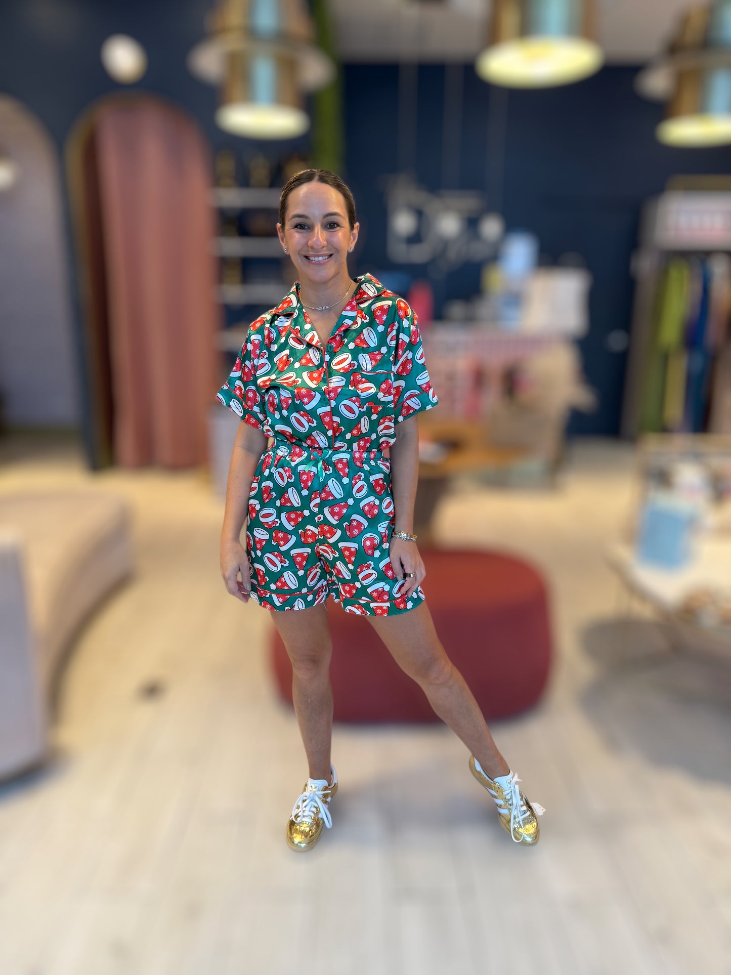 Green  Christmas santa'S hat pijama