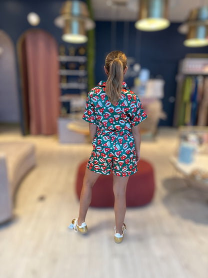 Green  Christmas santa'S hat pijama