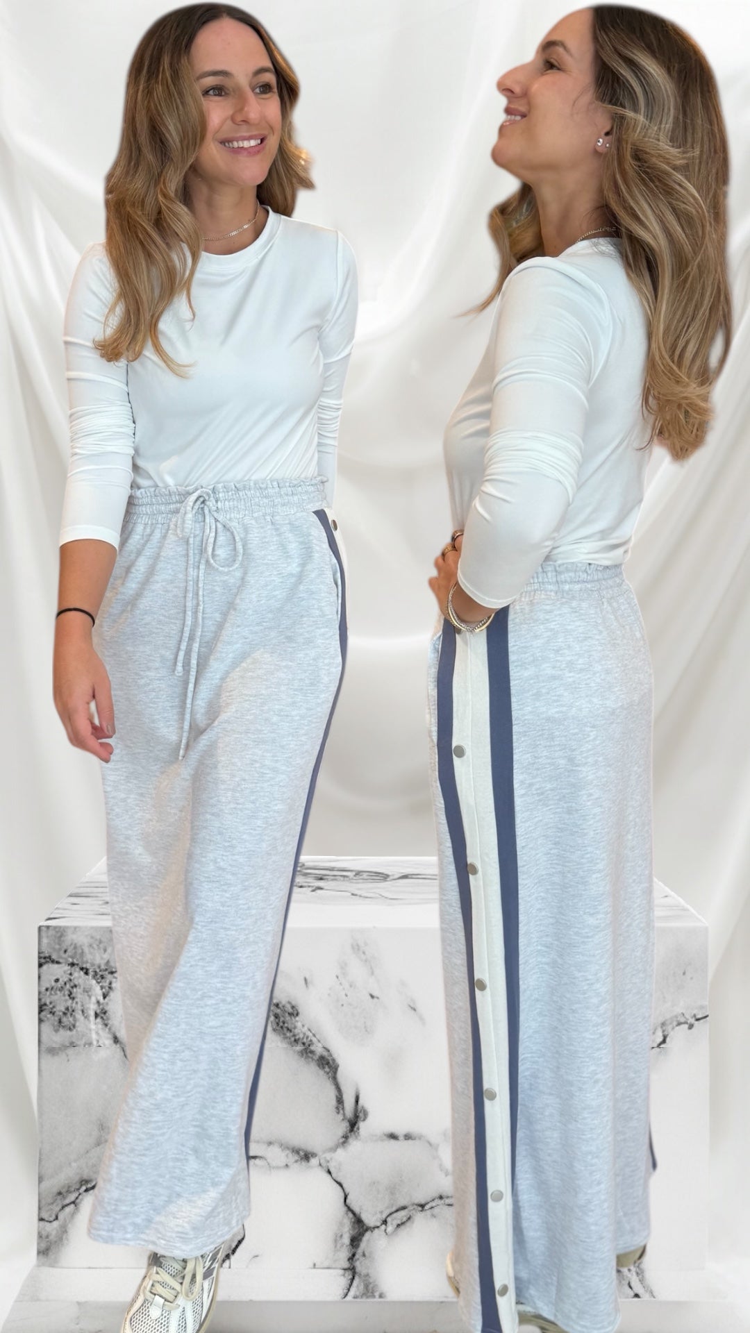 Grey & Blue Cotton midi skirt Tzniut