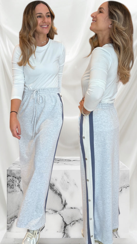 Grey & Blue Cotton midi skirt Tzniut