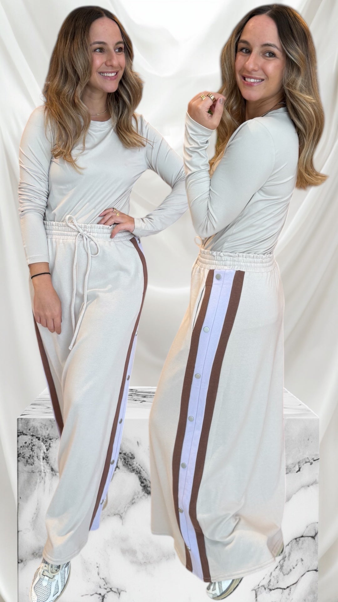 Nude color block Cotton midi skirt Tzniut