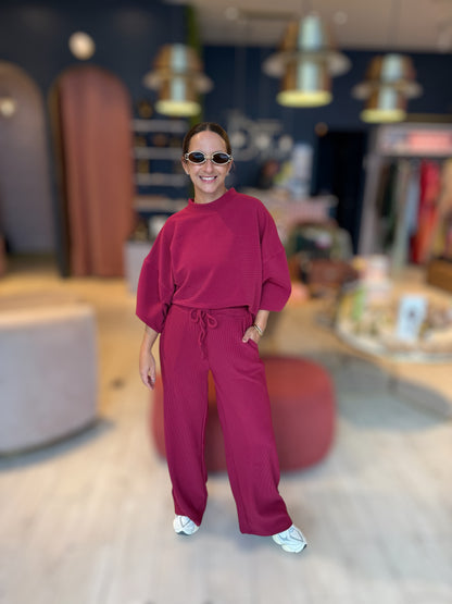 Burgundy set manga larga  de viaje