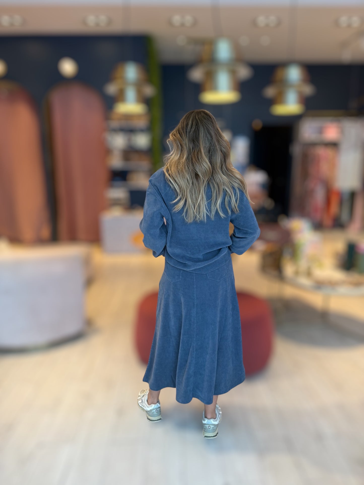 Índigo Tzniut skirt set de viaje