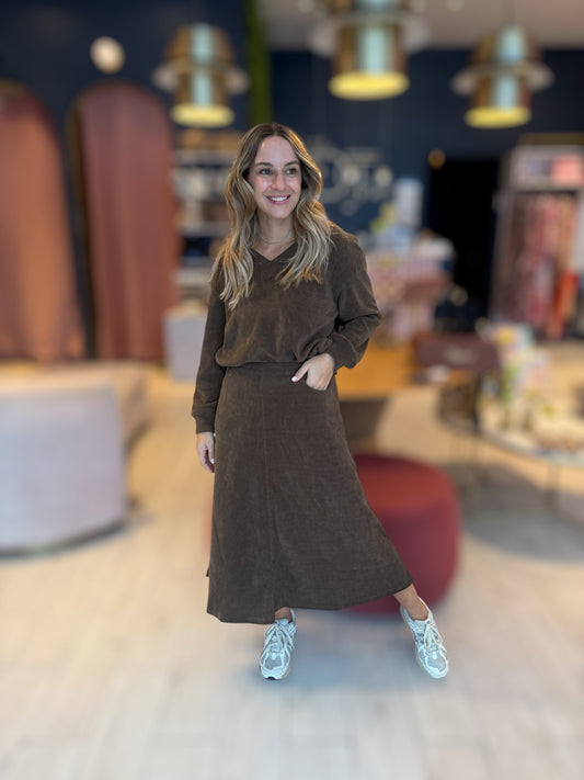 Brown Tzniut skirt set