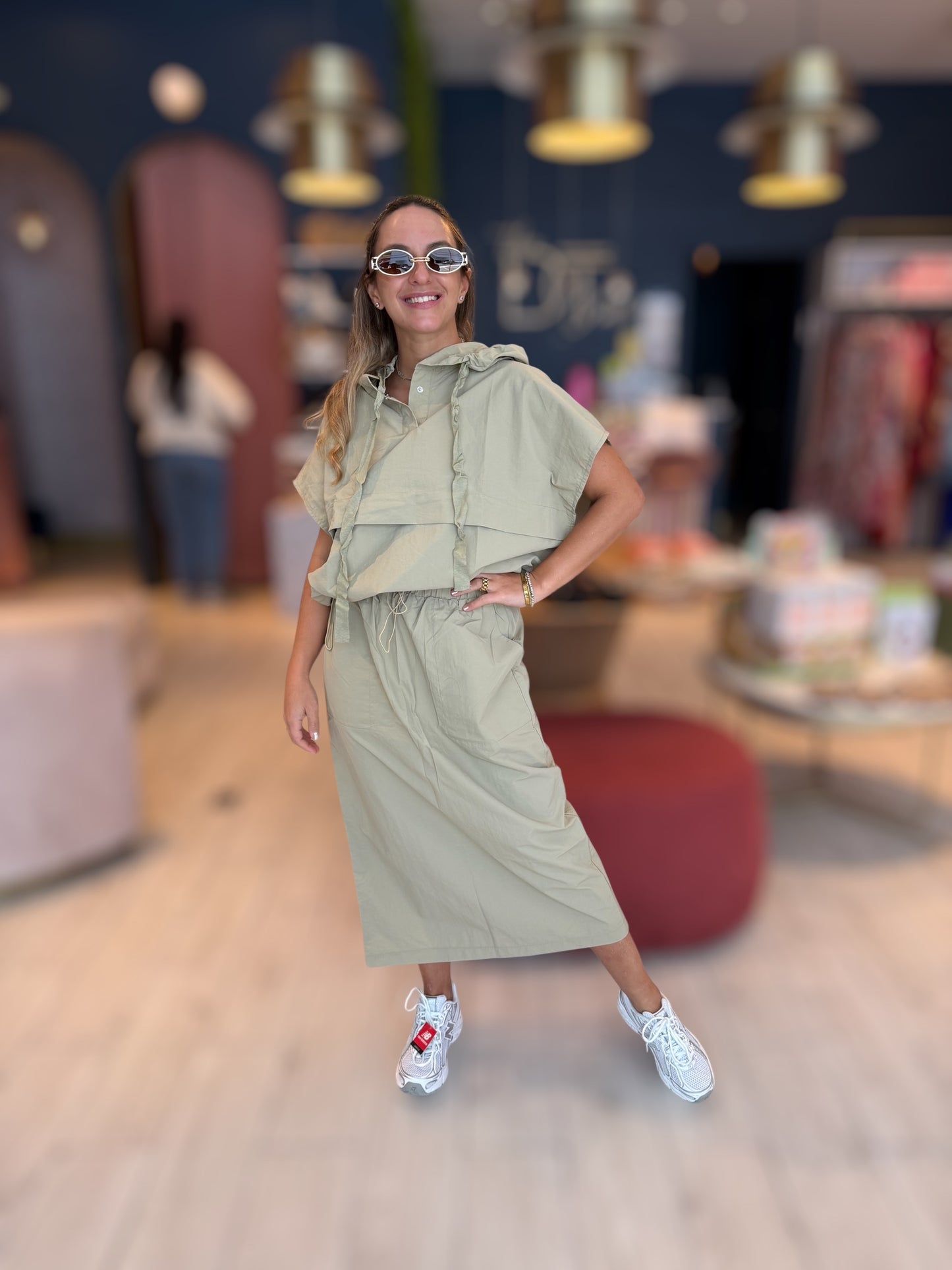 Olive hoddie tzniut skirt set