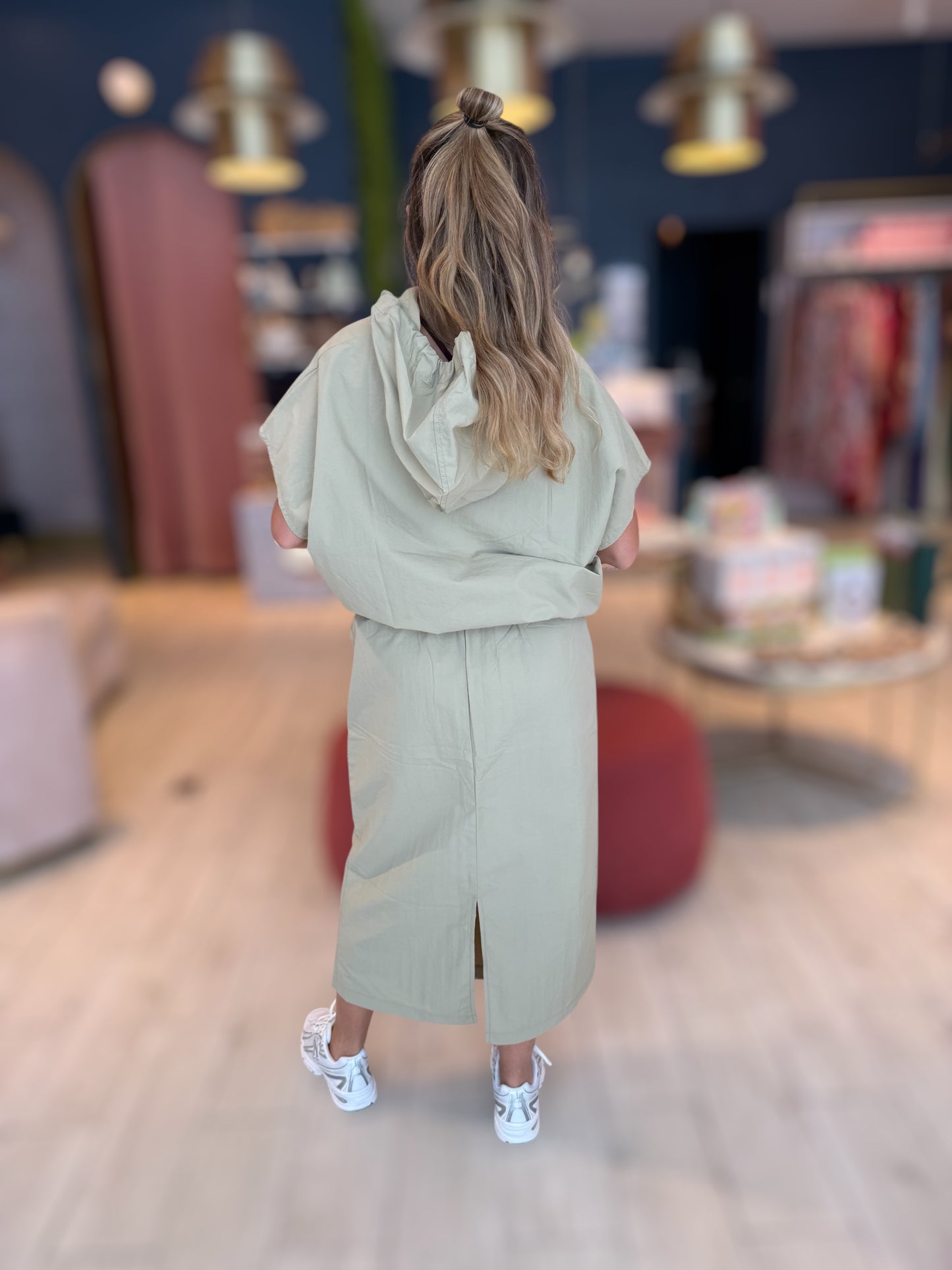 Olive hoddie tzniut skirt set