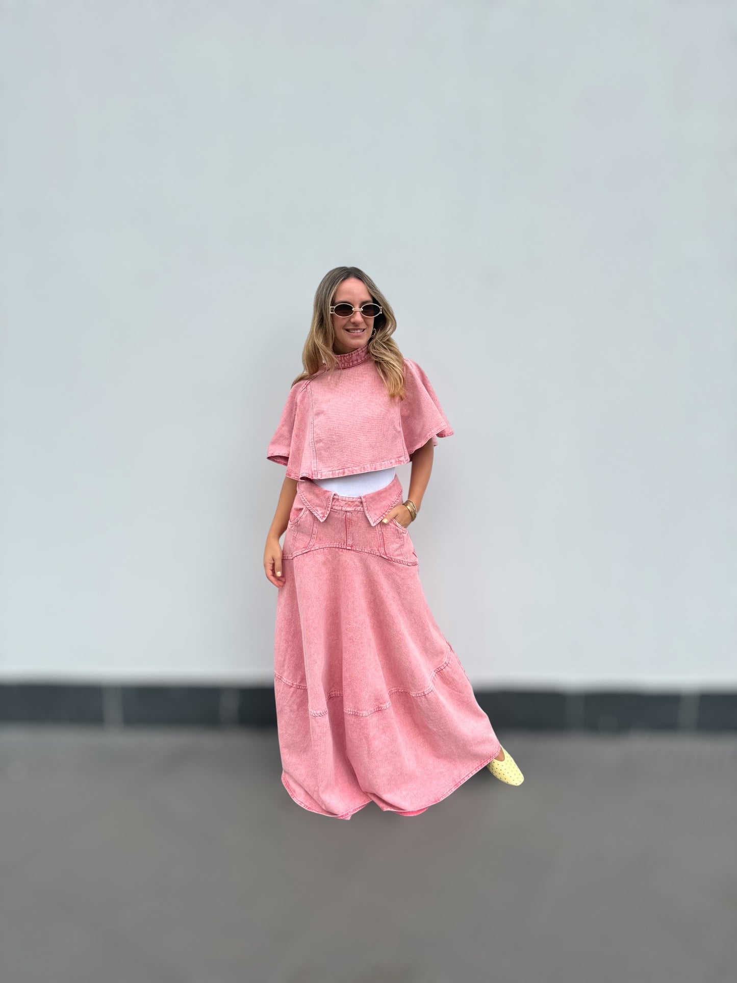 Denim Pink Tzniut skirt set