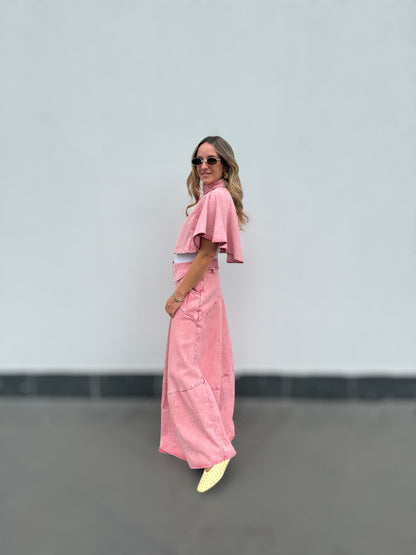 Denim Pink Tzniut skirt set