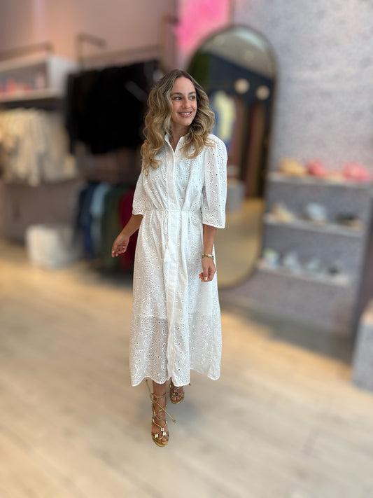 White eyelet midi Dress