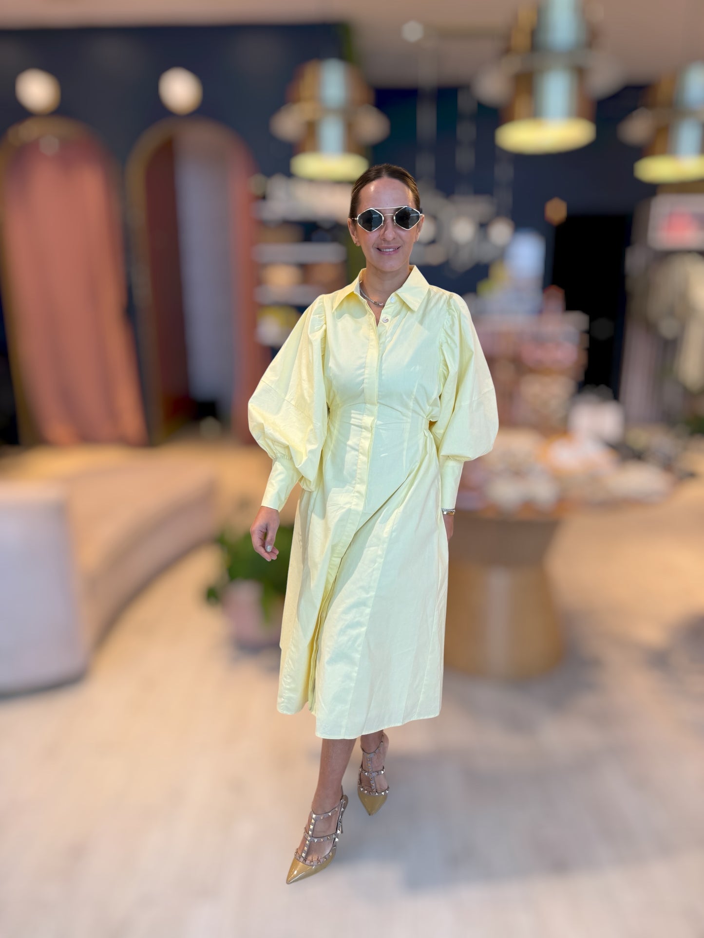 Butter yellow puffy dress