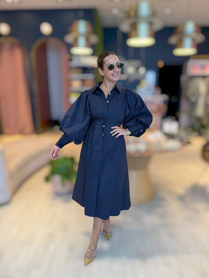 Navy puffy tzniut dress
