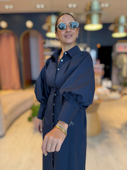 Navy puffy tzniut dress