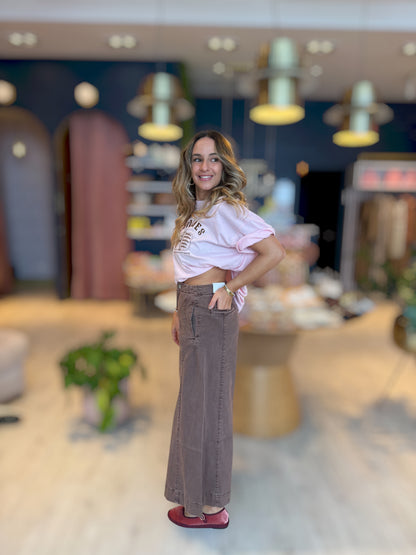 Coffee flare denim pants