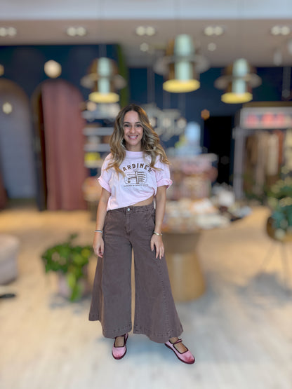 Coffee flare denim pants