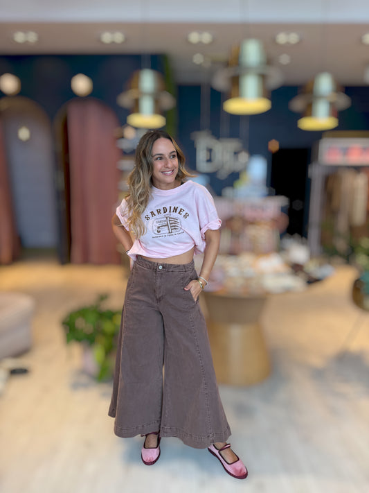 Coffee flare denim pants