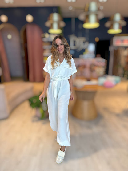 White Silky Comfy Jumpsuit