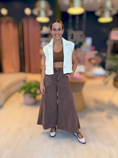 Coffee flare denim pants 24 julio