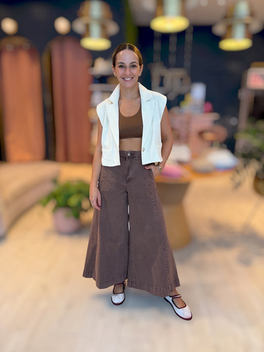 Coffee flare denim pants 24 julio