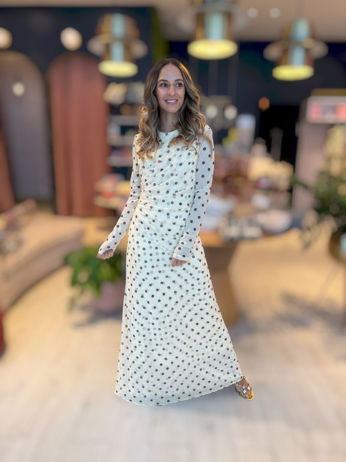 Butter yellow polka dots dress