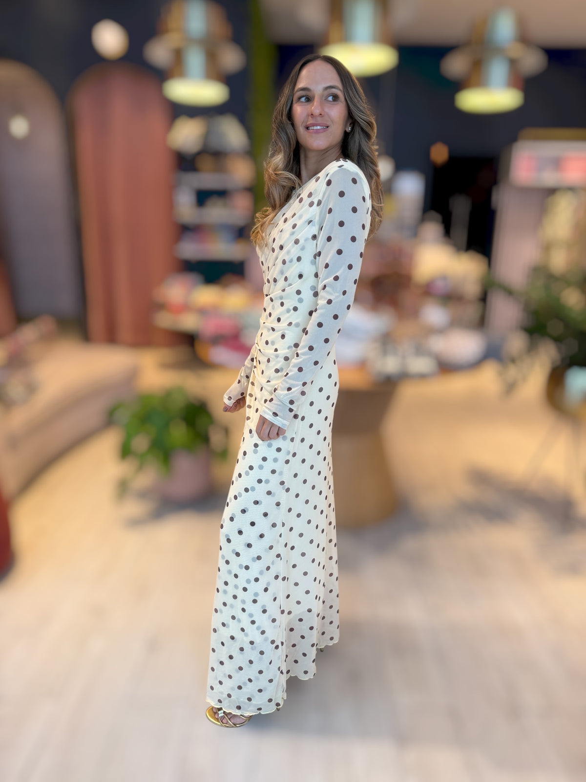 Butter yellow polka dots dress