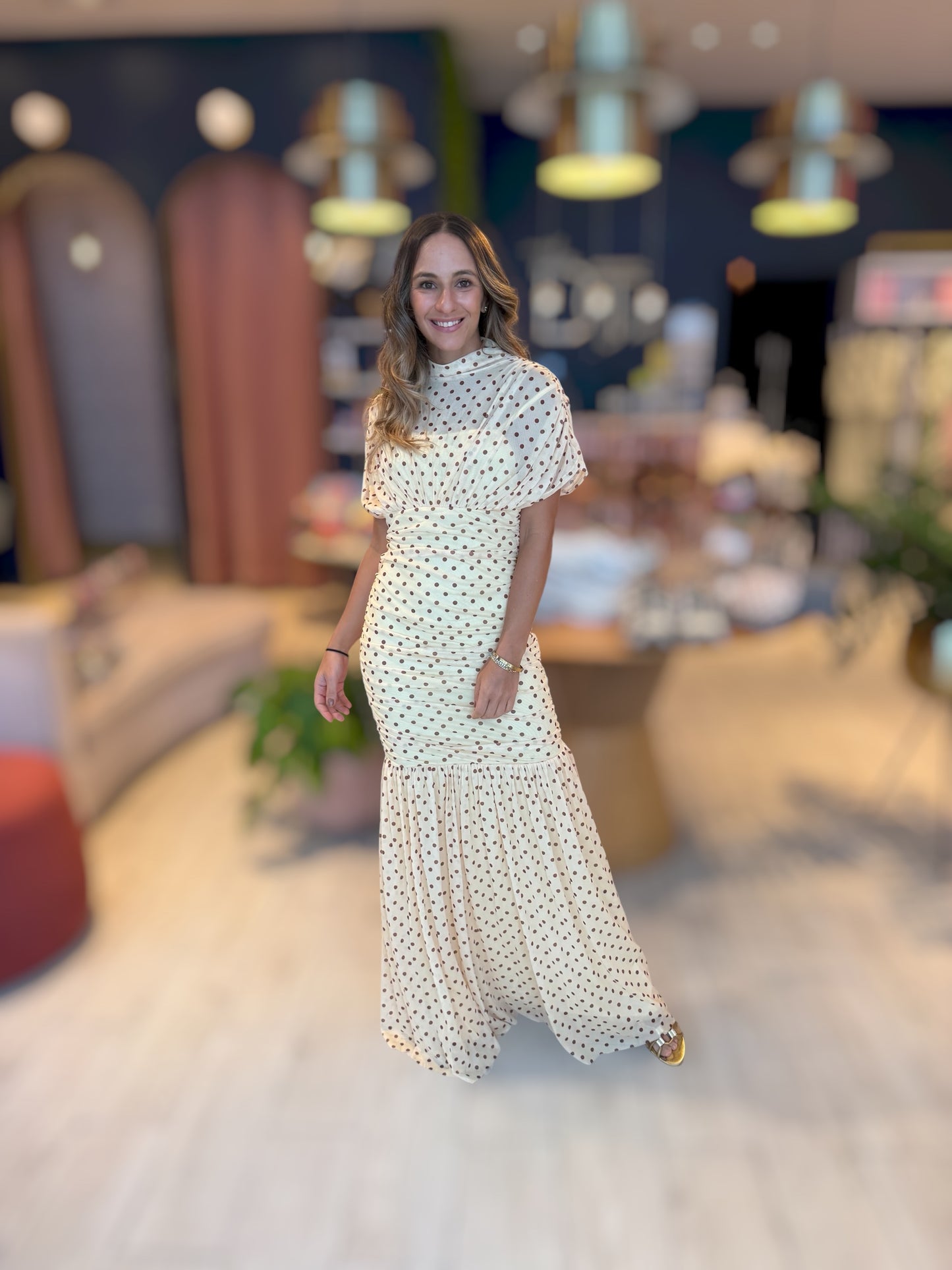Butter yellow polka dots dress