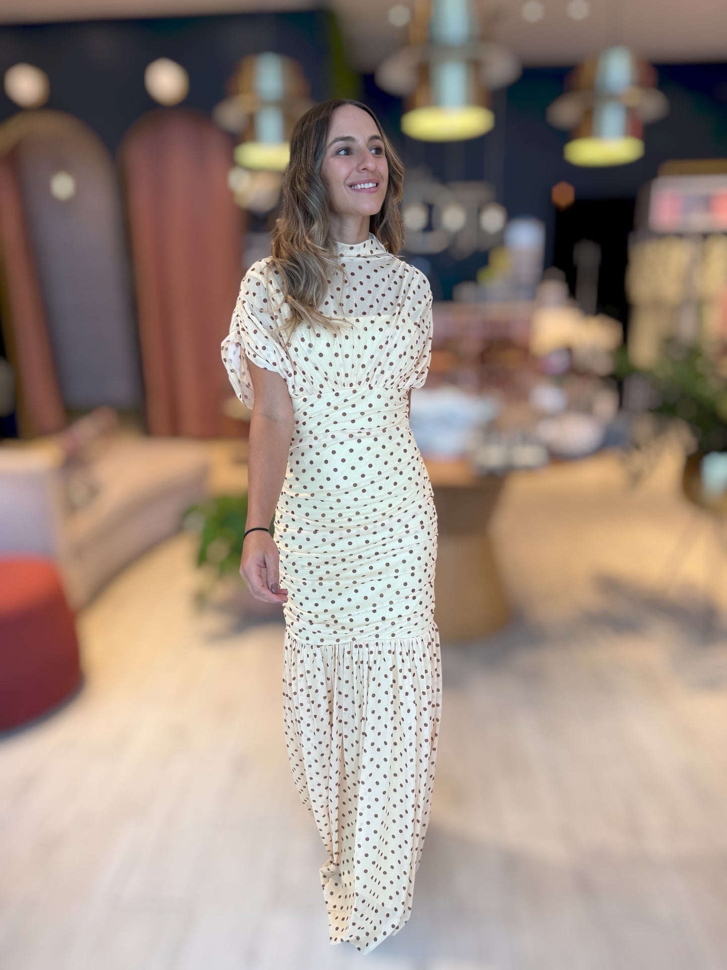 Butter yellow polka dots dress