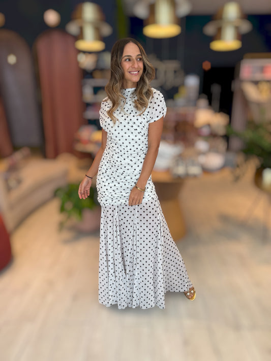 White polka dots dress
