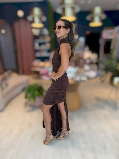 Brown short & Long Dress