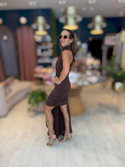 Brown short & Long Dress