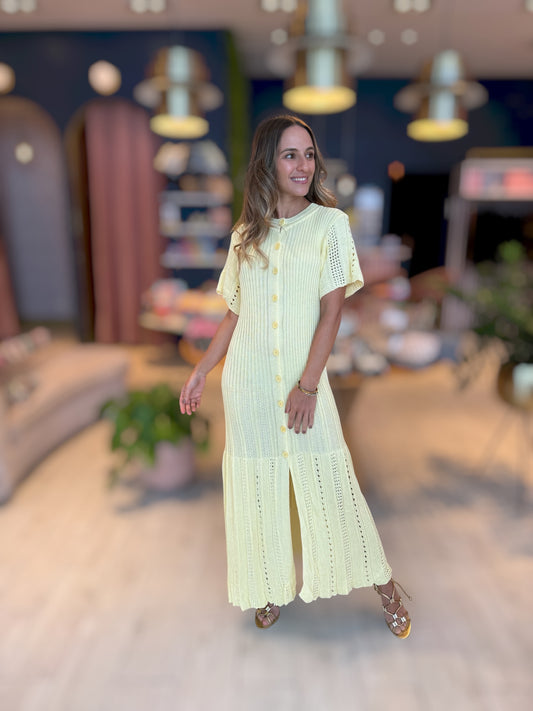 Butter yellow croché Positano dress
