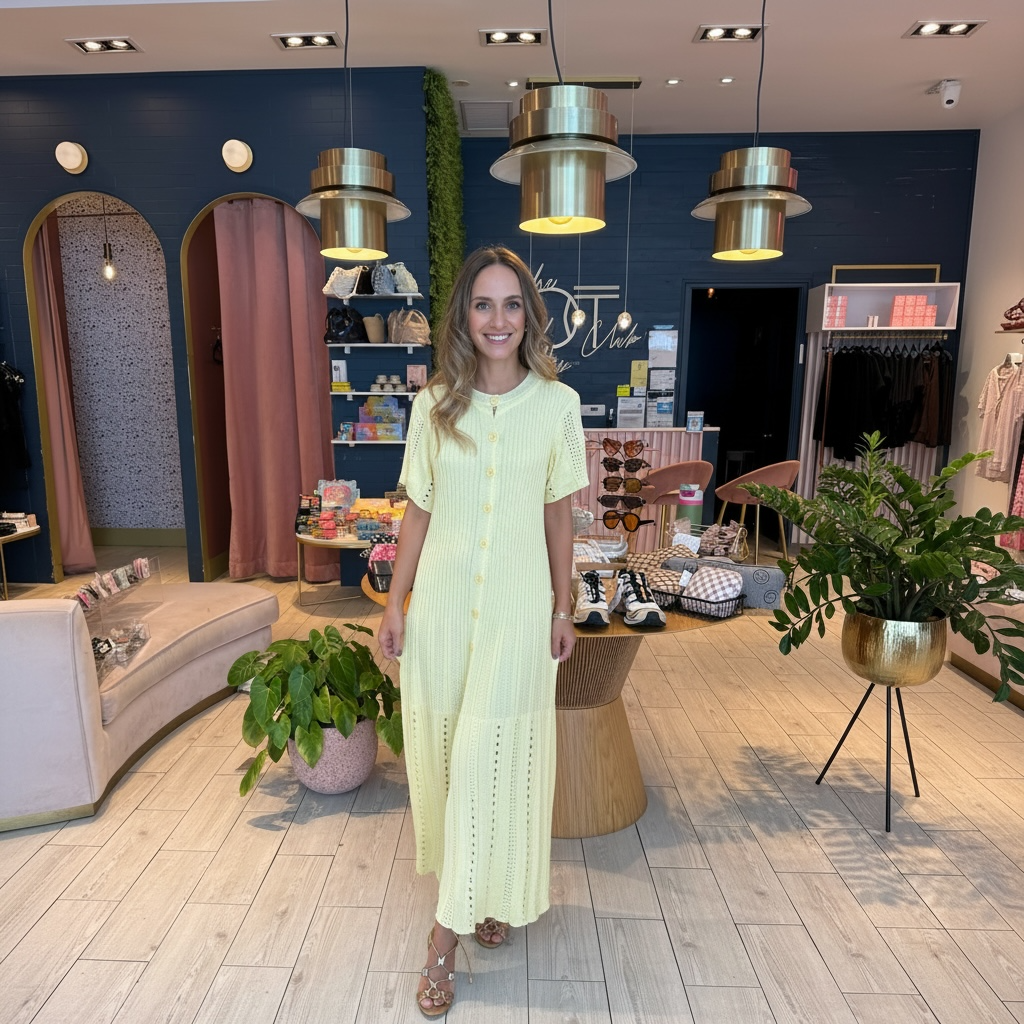Butter yellow croché Positano dress