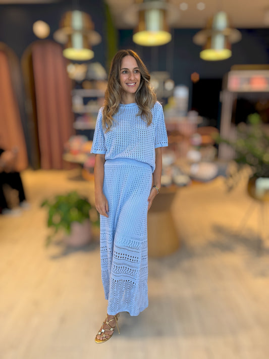 Light Blue crochet skirt set