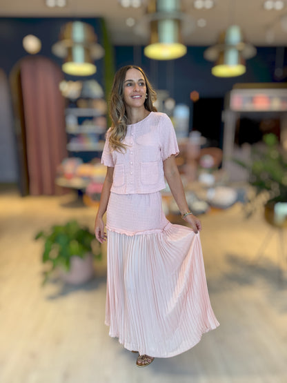 Pink plaid skirt set